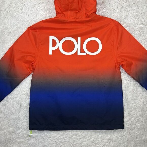 NWT Polo Ralph Lauren Orange Ombre Mens Waterproof Pullover Hoodie Jacket Size S - Picture 11 of 16